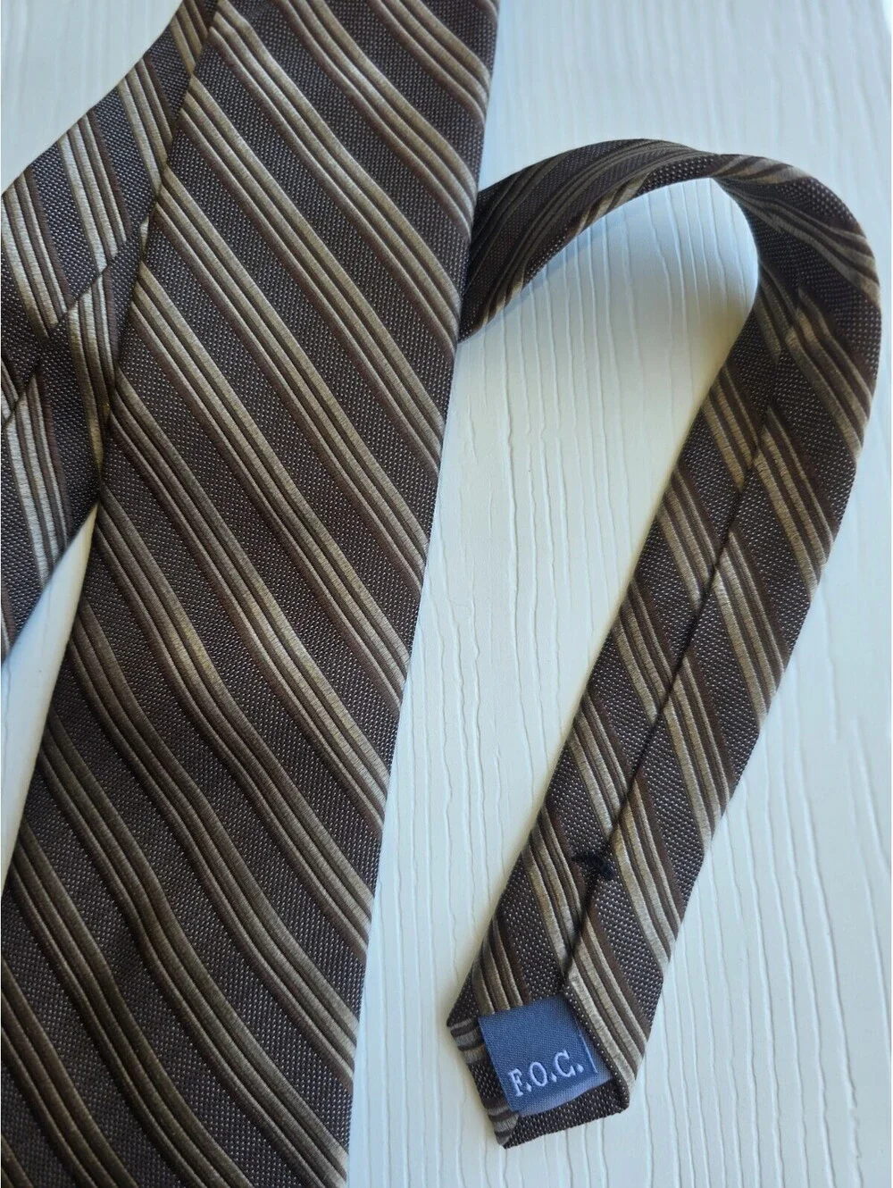 Forsyth F.O.G. Brown Striped Silk Necktie Classic Men's Tie